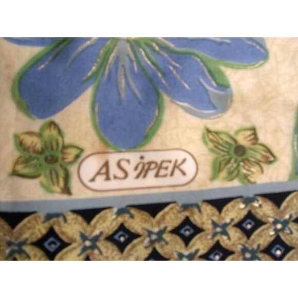 Vtg. As Ipek Floral Ornate Turkish Silk? Scarf XL 45.25" X 41.25" Flaws READ - Picture 10 of 12